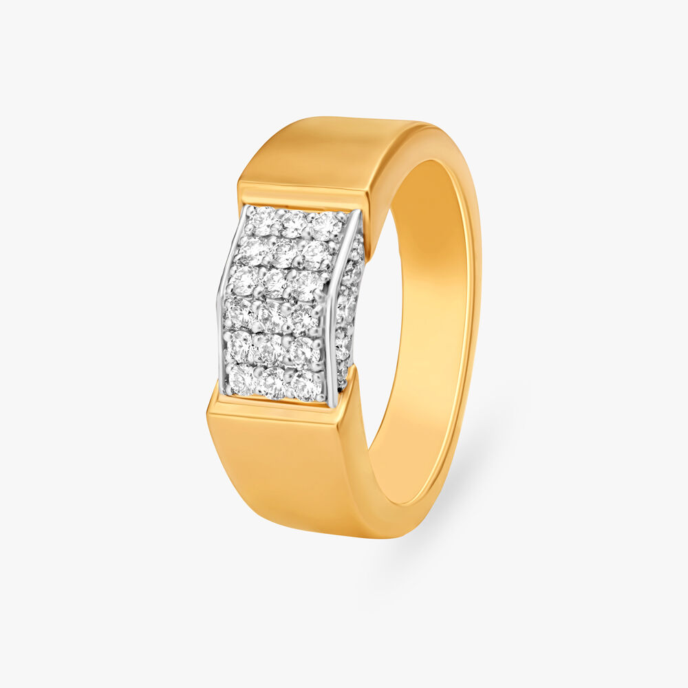 Luxurious 18 Karat Gold And Diamond Square Ring